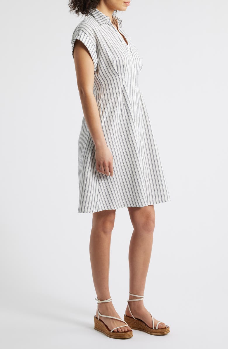 Julia Jordan Ticking Stripe Shirtdress, Alternate, color, Ivory Navy