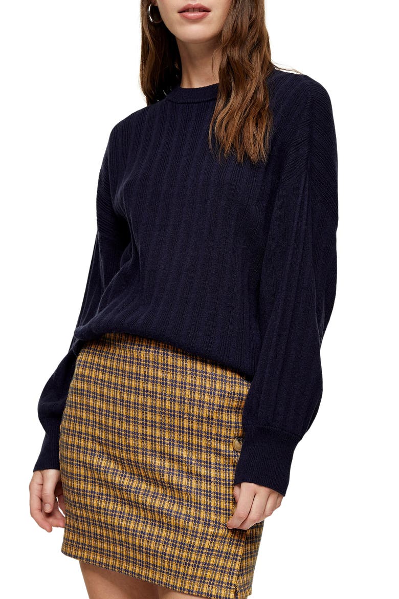 Drop Armhole Crew Sweater, Main, color, NAVY BLUE