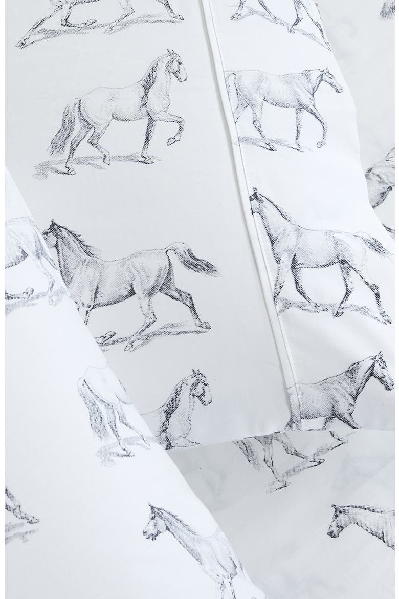 Horse Print 400 Thread Count Cotton Sheet Set, Alternate, color, GREY