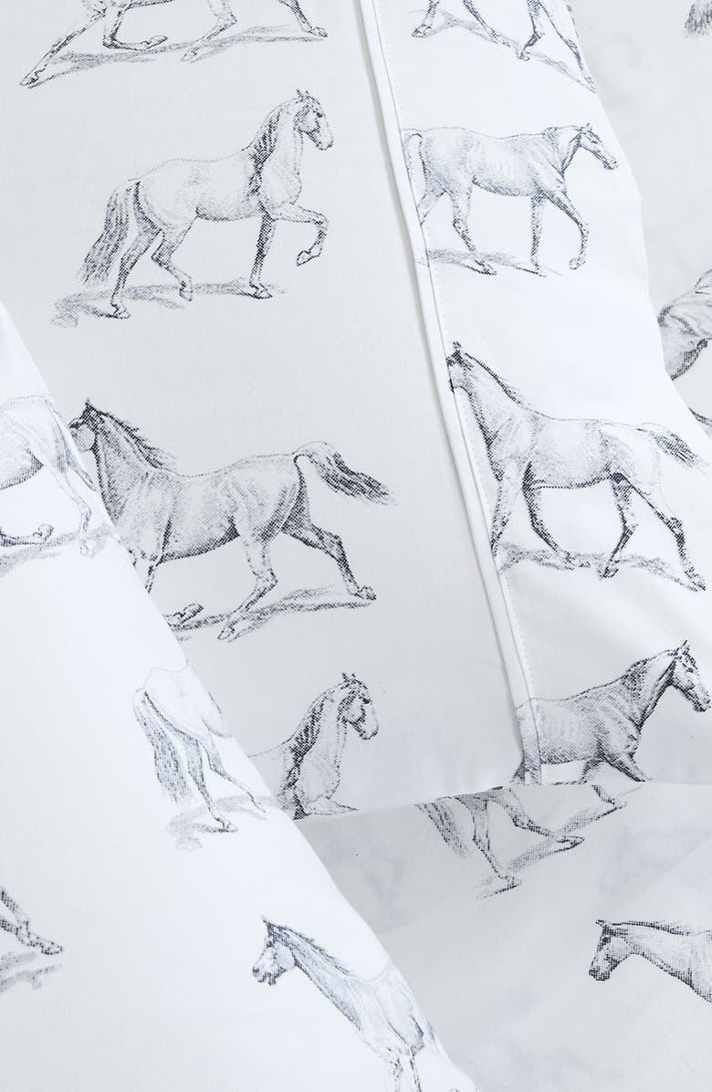 MELANGE HOME Horse Print 400 Thread Count Cotton Sheet Set, Alternate, color, Grey
