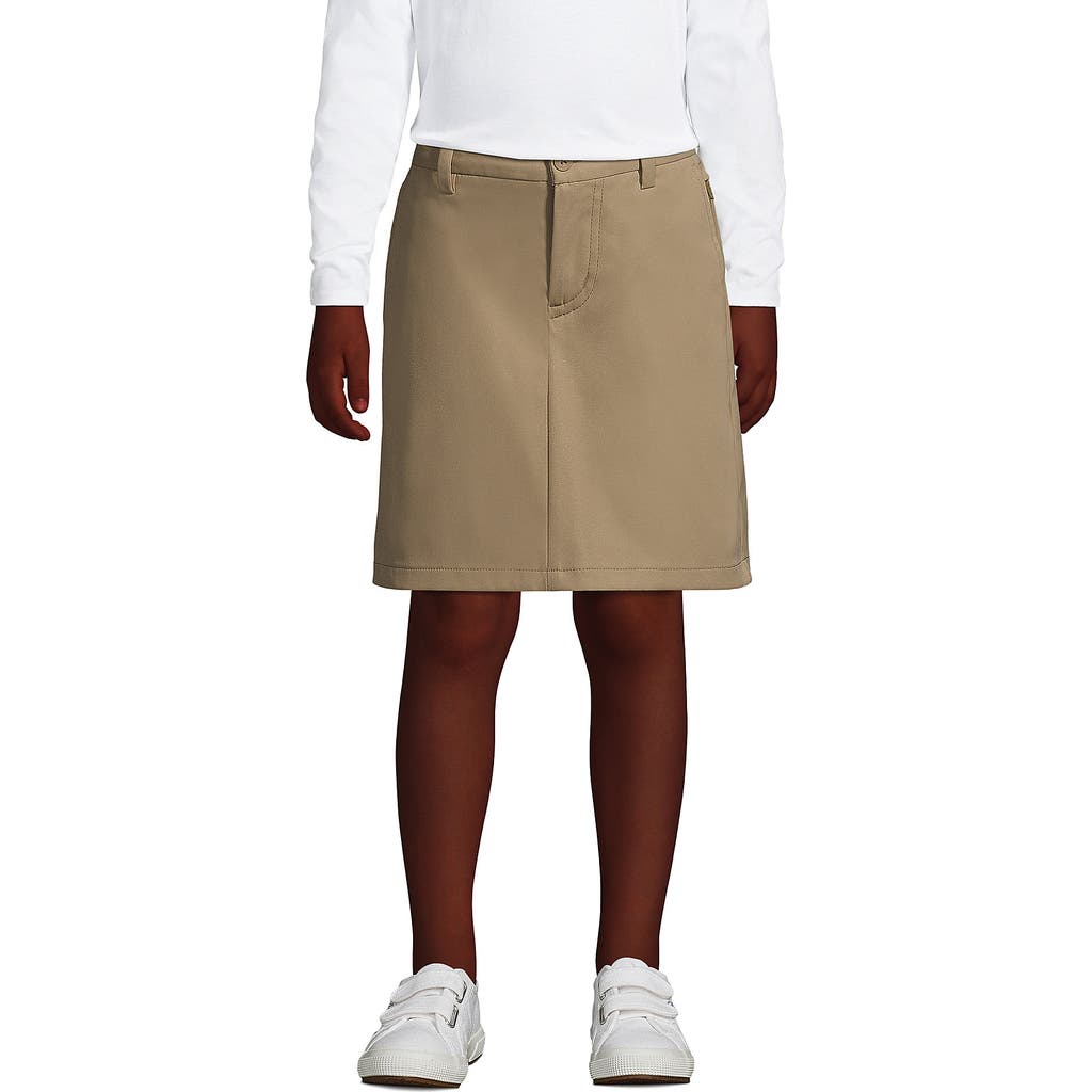 Lands' End School Uniform Girls Active Chino Skort Top Of The Knee In Brown