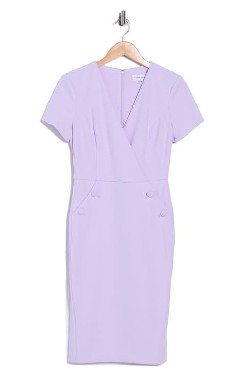 V-Neck Button Sheath Dress