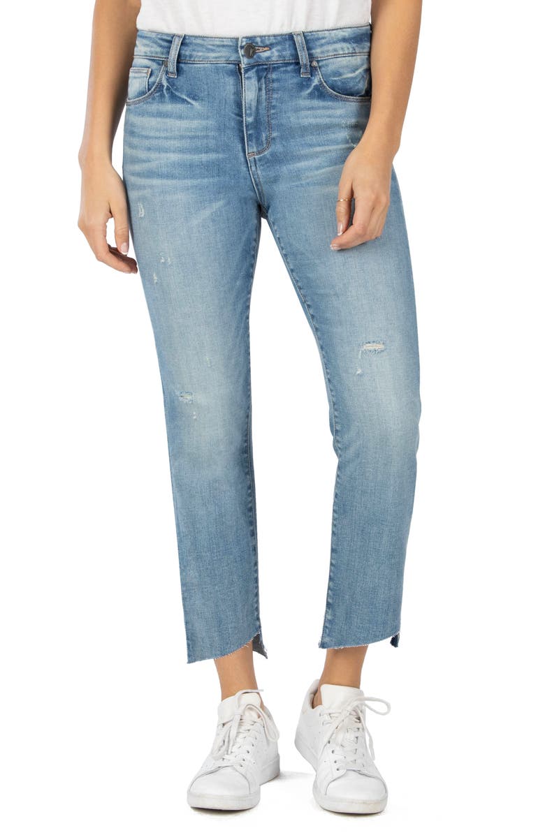 KUT from the Kloth Reese Slanted Ankle Straight Leg Jeans, Main, color, 