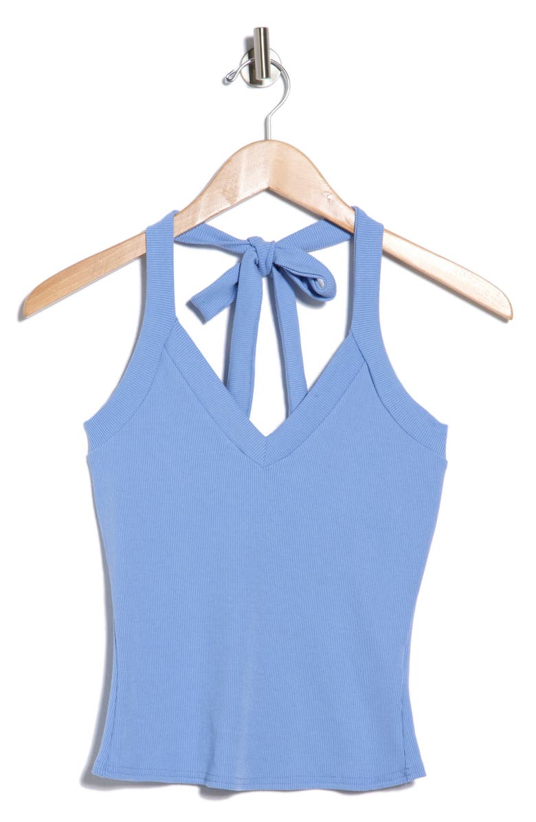 Madden Girl Rib Halter Top, Main, color, Blue Combo