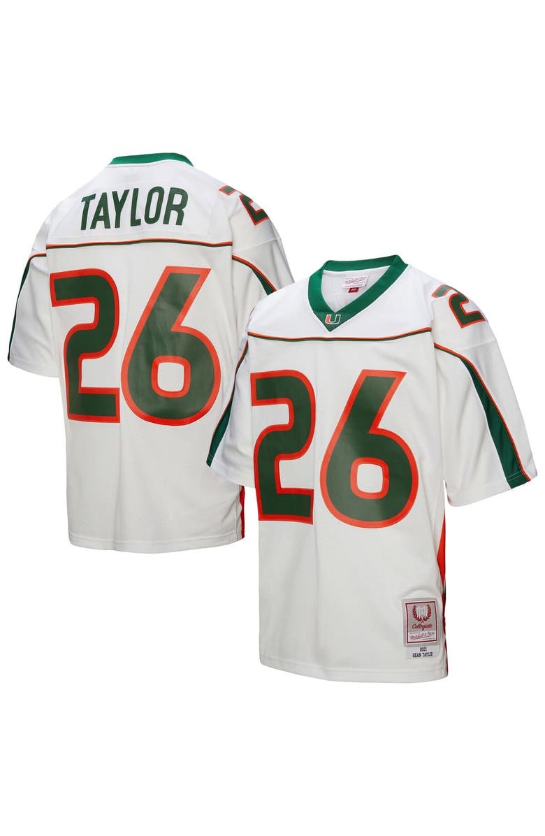 Mitchell & Ness Men's Mitchell & Ness Sean Taylor White Miami Hurricanes 2001 Legacy Jersey, Alternate, color, White