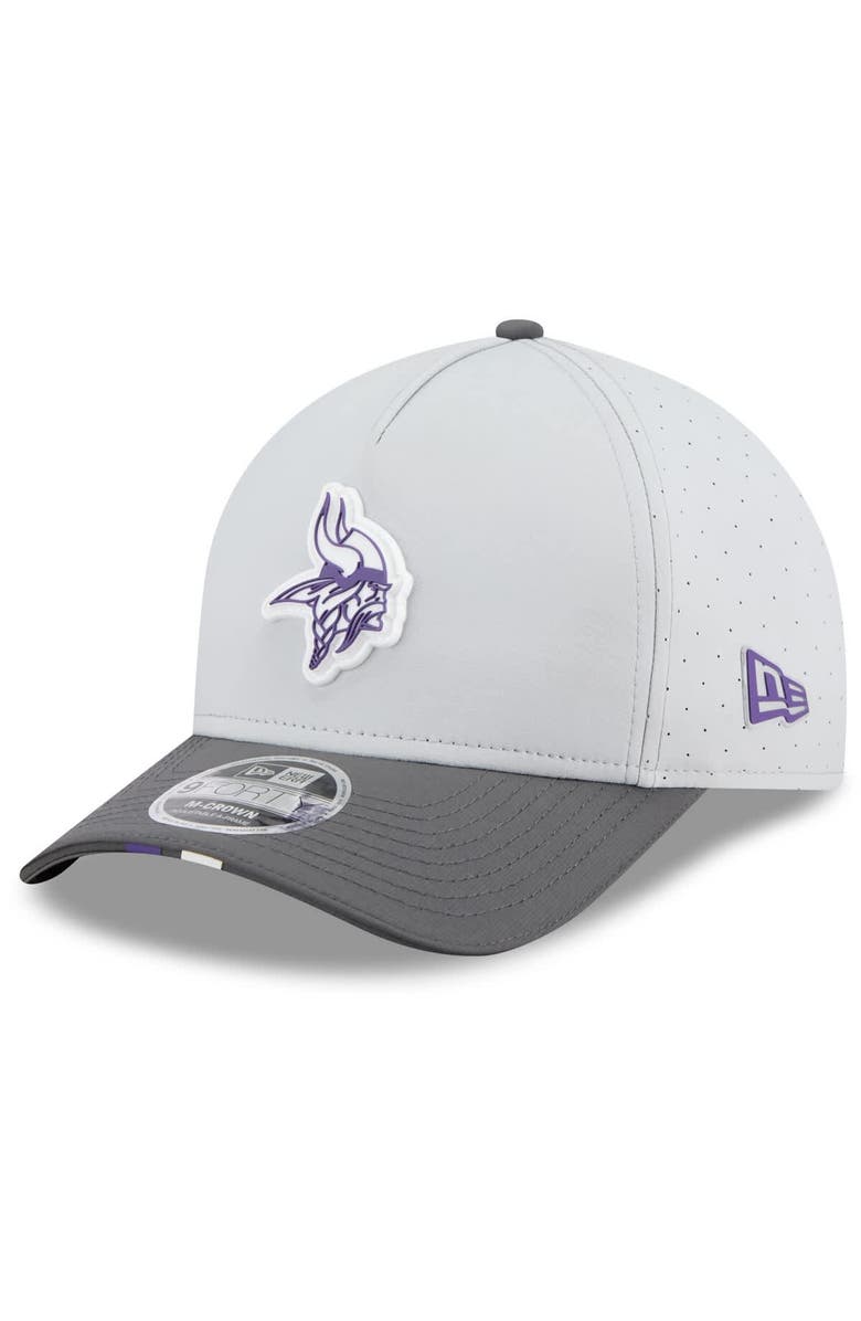 New Era Men's New Era  Gray/Graphite Minnesota Vikings 2025 NFL Training Camp A-Frame 9FORTY Adjustable Hat, Main, color, 