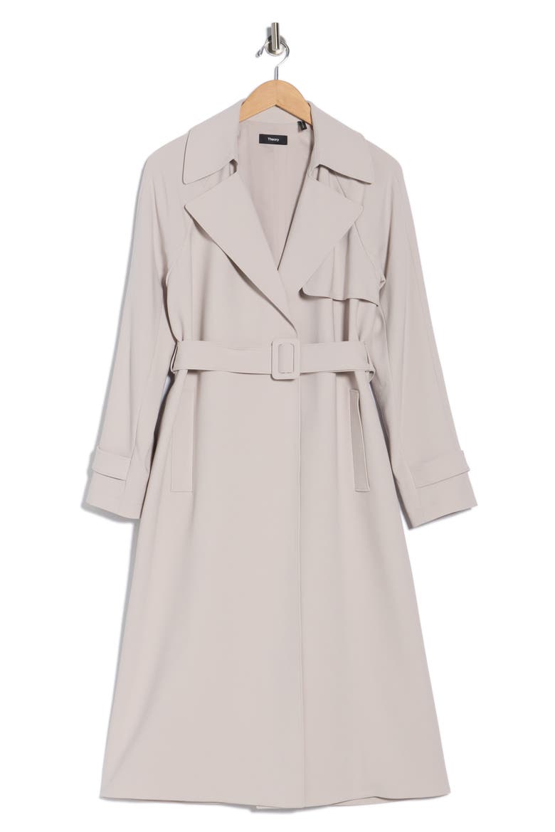 Oaklane Modern Crepe Trench Coat, Alternate, color, STONEWARE
