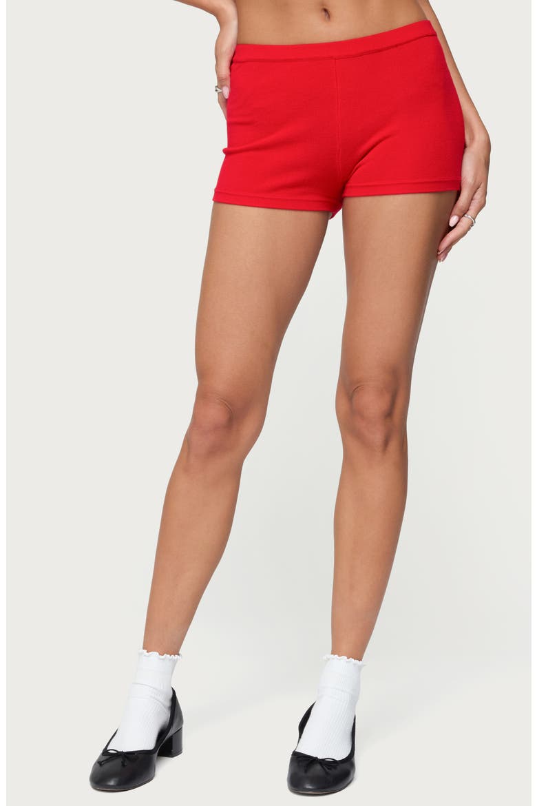 Maycee Knit Micro Shorts, Main, color, RED