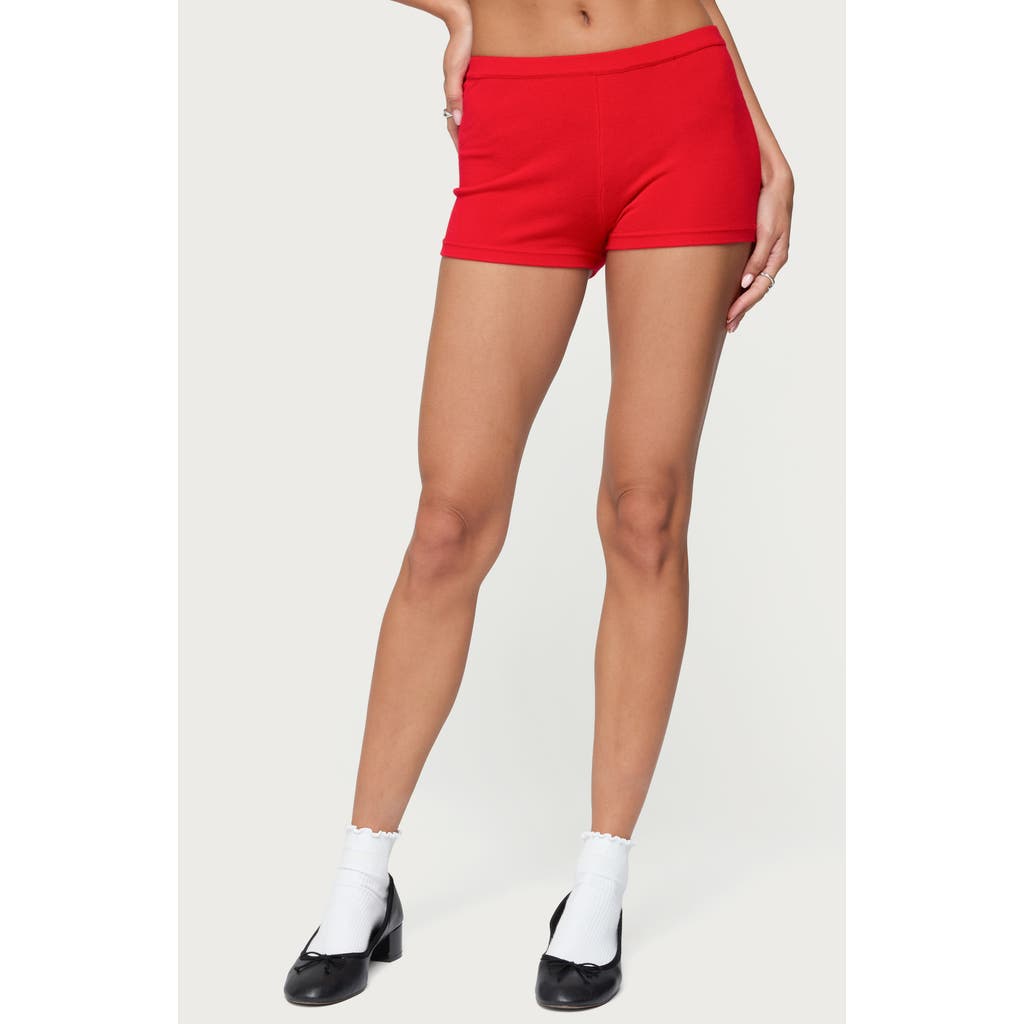 Edikted Maycee Knit Micro Shorts In Red