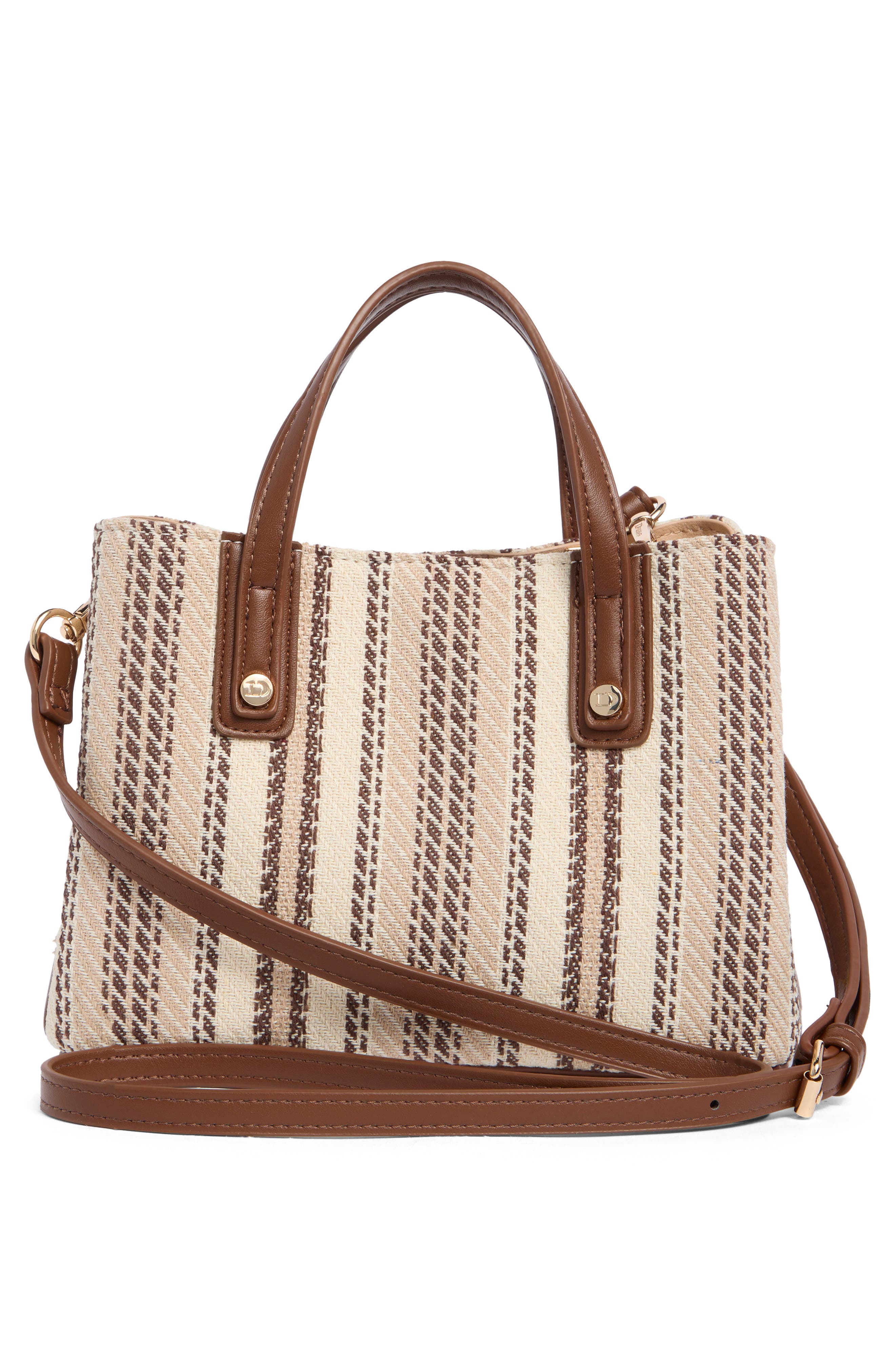 Dinky Dorrie Woven Canvas Satchel, Alternate, color, BROWN