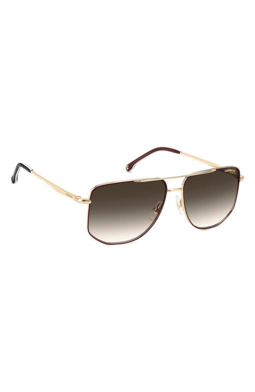 Carrera Eyewear 59mm Gradient Navigator Sunglasses In Gold Burgundy/green Shaded