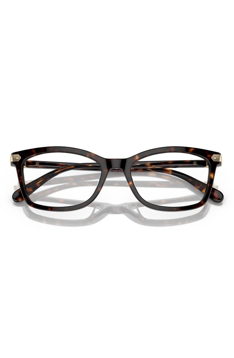 COACH 53mm Rectangular Optical Glasses, Alternate, color, Dark Tortoise / Demo