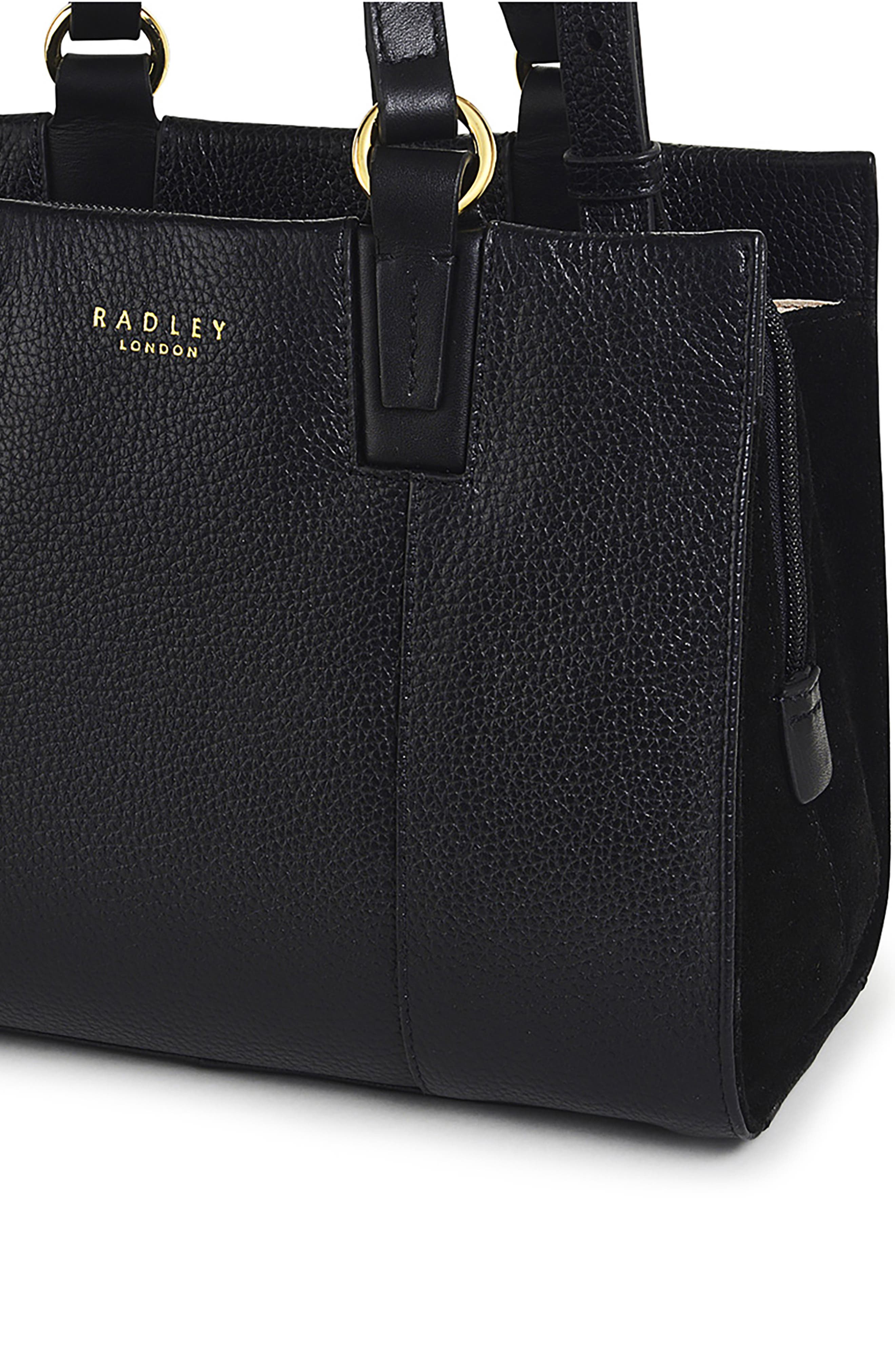 Radley Bedford Square Small Zip Top Leather Tote Bag, Alternate, color, Black