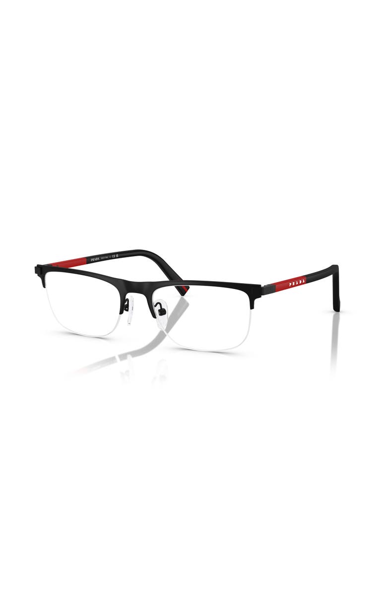 Prada Linea Rossa 53mm Rectangle optical glasses, Main, color, Black