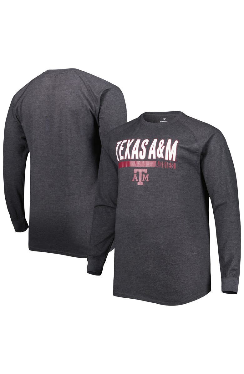 PROFILE Men's Heather Gray Texas A&M Aggies Big & Tall Two-Hit Long Sleeve T-Shirt, Main, color,