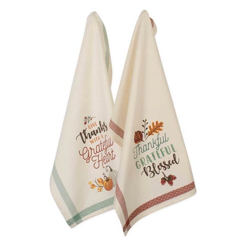Asst Grateful Fall Printed Dishtowel Set/2