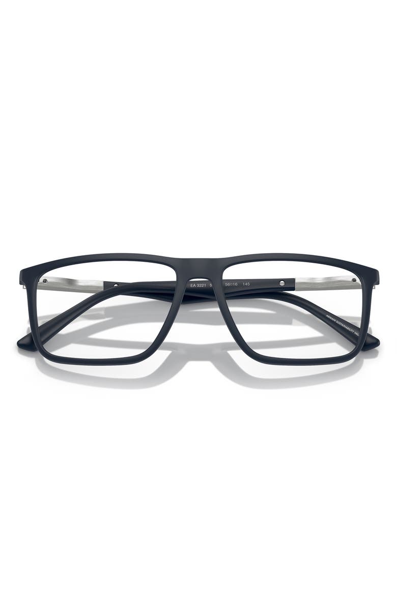 Emporio Armani 57mm Rectangle Optical Glasses, Alternate, color, Matte Blue / Demo Lens
