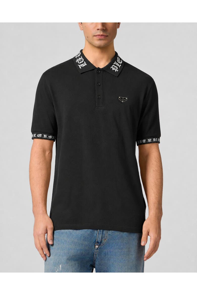 Polo T-Shirt Gothic Men, Main, color, black