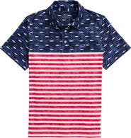 vineyard vines Kids' USA Fish & Palms UPF 50+ Polo