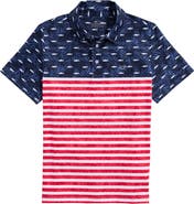 vineyard vines Kids' USA Fish & Palms UPF 50+ Polo
