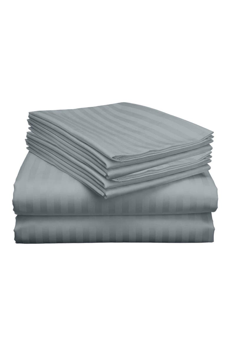 Dobby Stripe Sheet Set, Main, color, GRAY