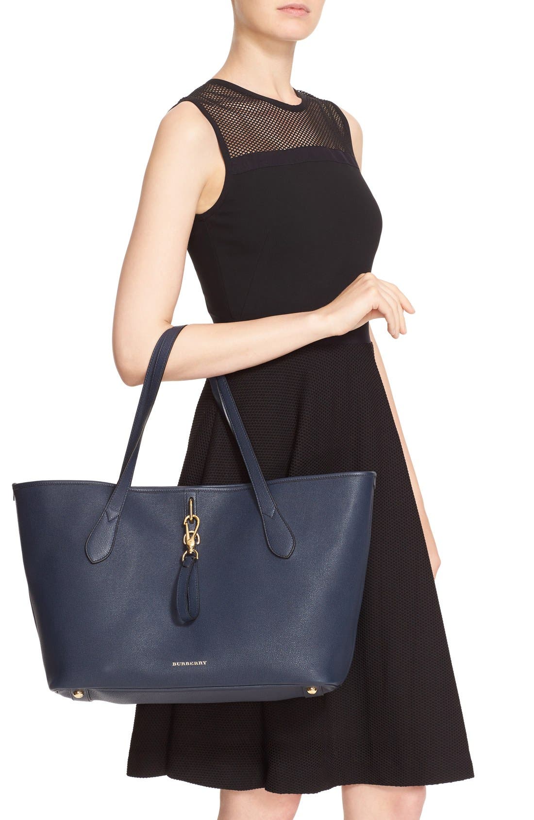 'Medium Honeybrook' Leather Tote, Alternate, color, INK BLUE