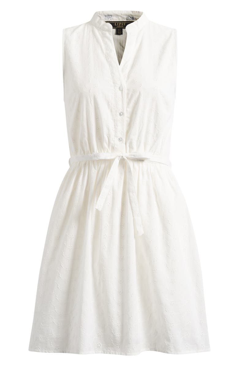 Lipsy Broderie Mini Shirtdress, Alternate, color, White