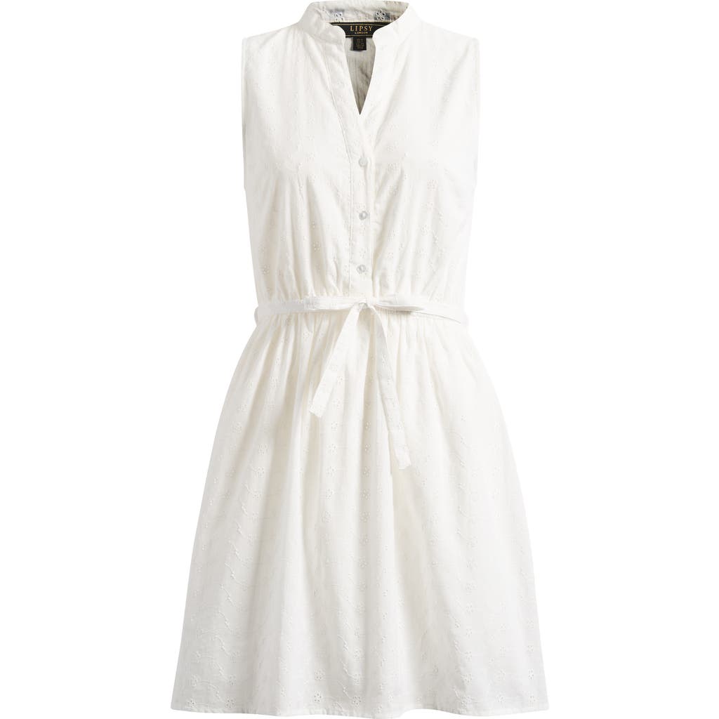 Lipsy Broderie Mini Shirtdress In White