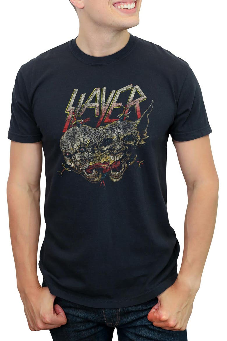 Men's Slayer Demon Faces Distressed Graphic T-Shirt, Main, color, Black