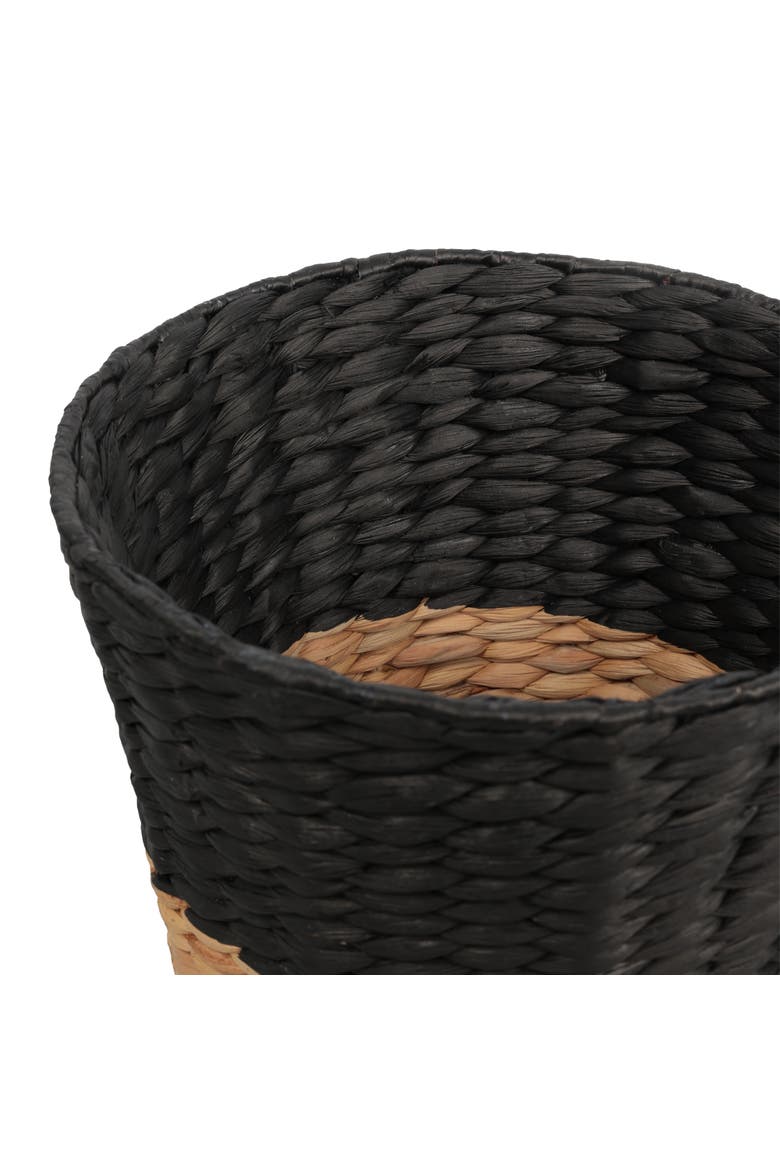 Contemporary Two-Tone Handwoven Water Hyacinth 3.1-Gallon Tapered Round Wicker Watebasket, Alternate, color, Black/Natural