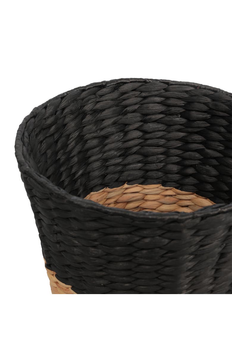 HAPPIMESS Toby Two-Tone Handwoven Water Hyacinth 3.1-Gallon Tapered Round Wicker Watebasket, Alternate, color, Black/Natural