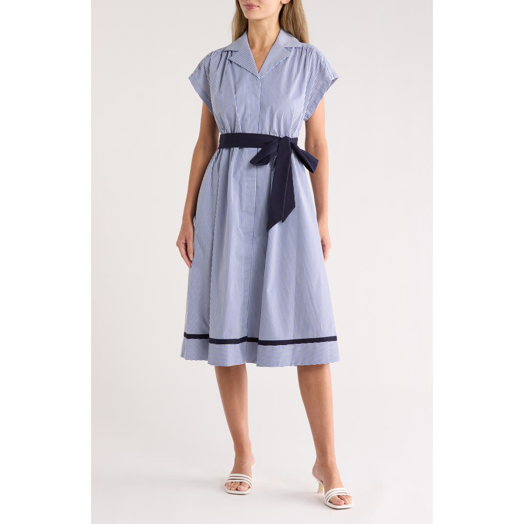 Sandra Darren Midi Shirtdress In Blue