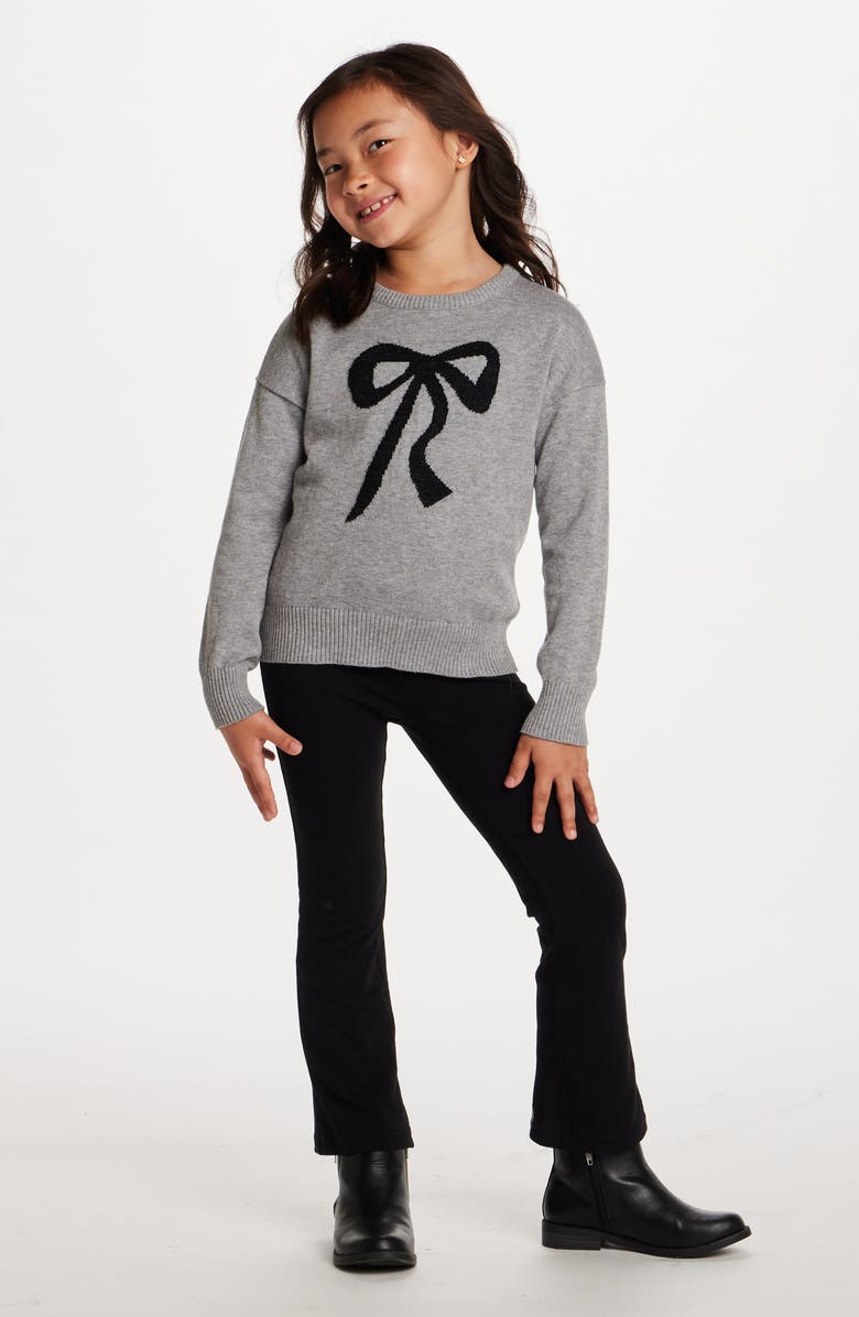 Andy & Evan Kids' Bow Sweater & Velvet Leggings Set, Alternate, color, Grey