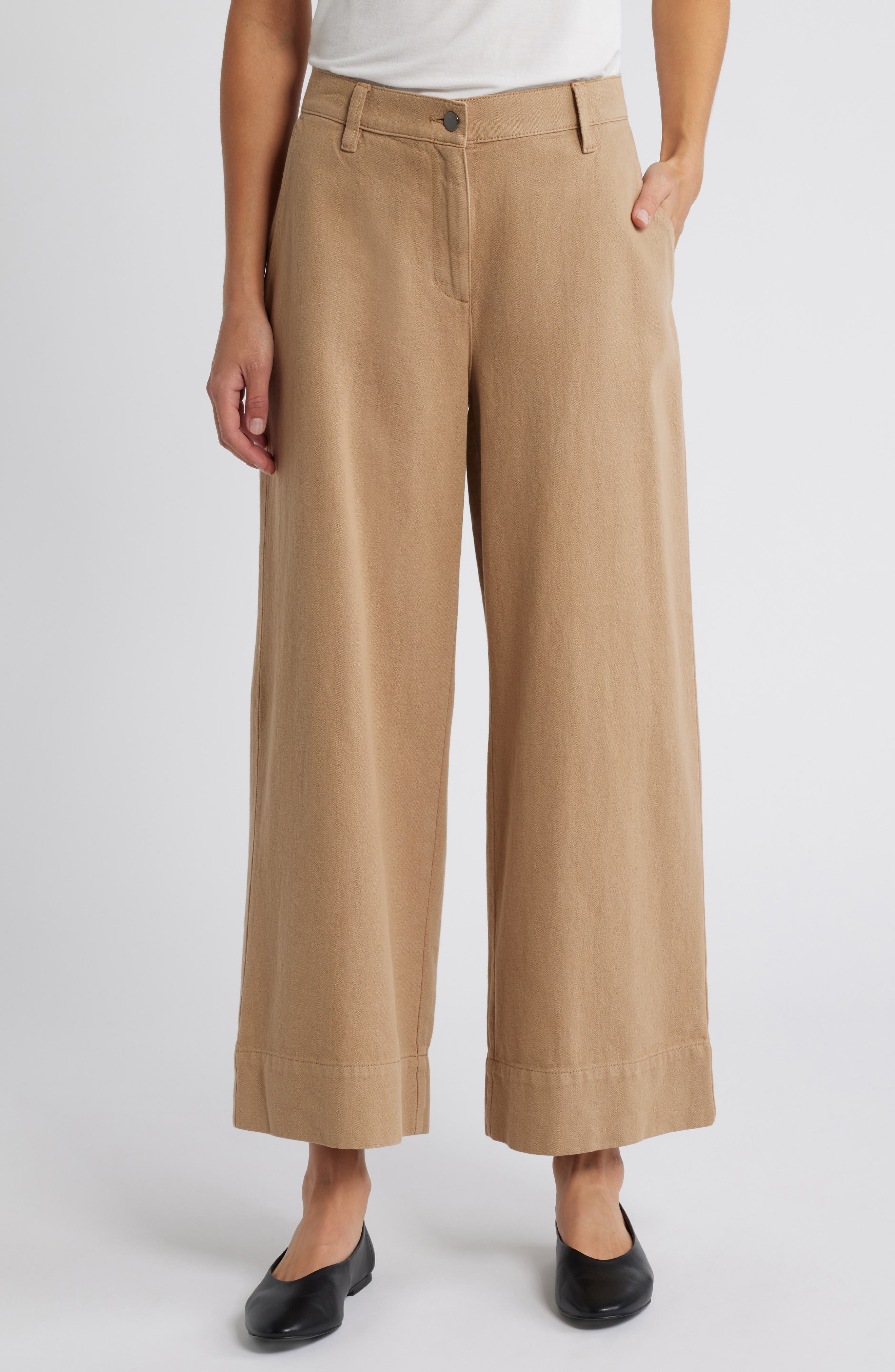 Eileen Fisher High Waist Wide Leg Ankle Pants