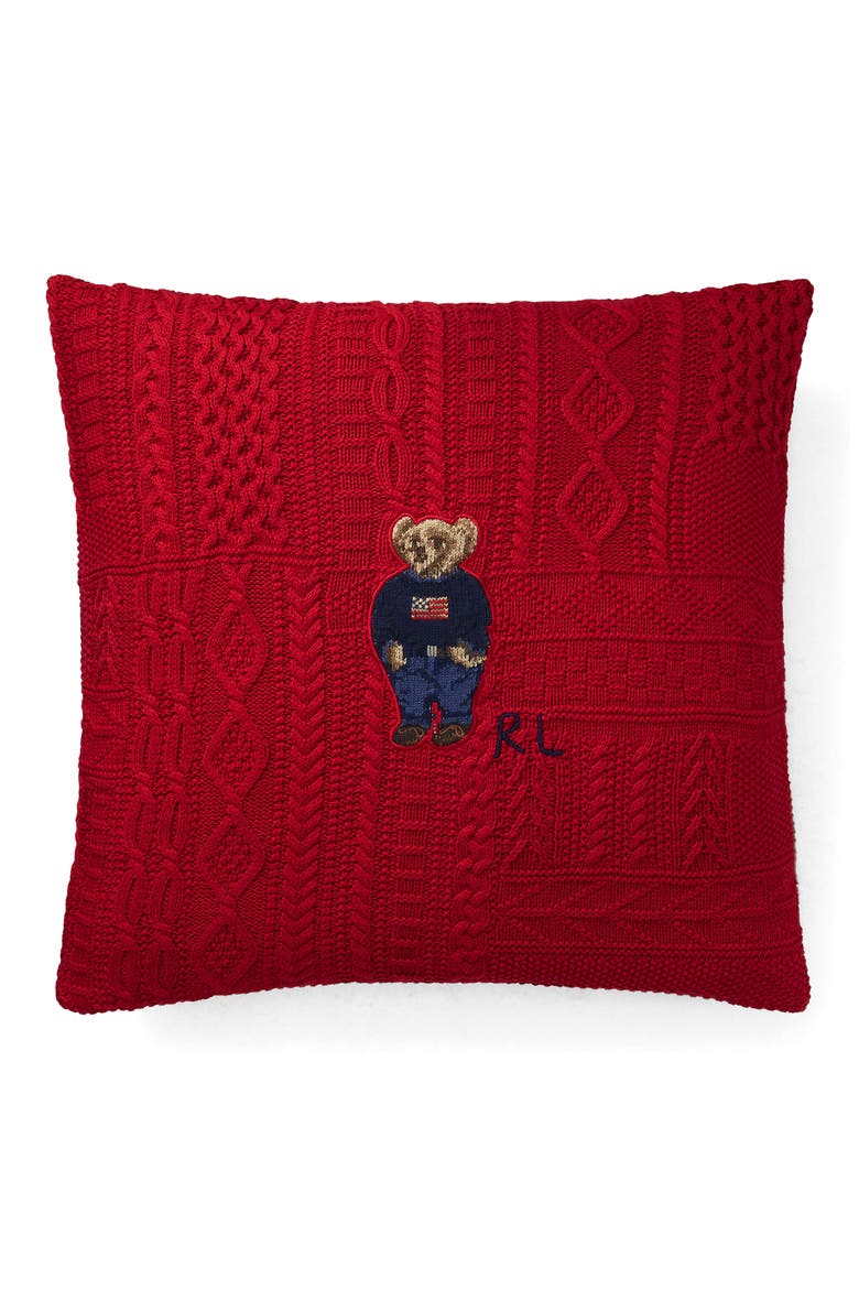 Cable Knit Decorative Pillow, Main, color, RL2000 RED