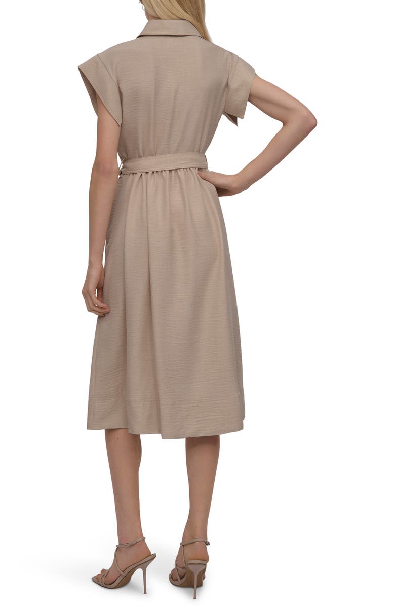 DKNY Tie Waist Shirtdress, Alternate, color, Beige