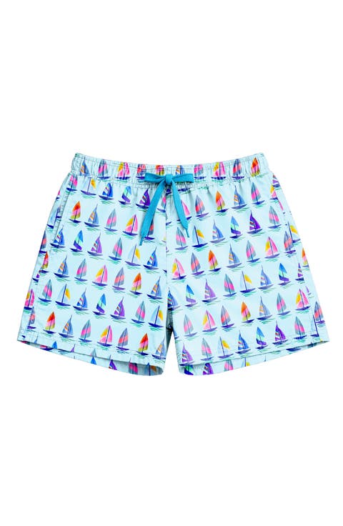 Boys Sailboat Print Board Shorts