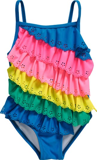 Flapdoodles Kids Ruffle Colorblock One Piece Swimsuit Nordstrom