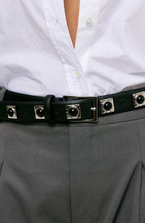 Aureum Studded Belt In Black And Silver