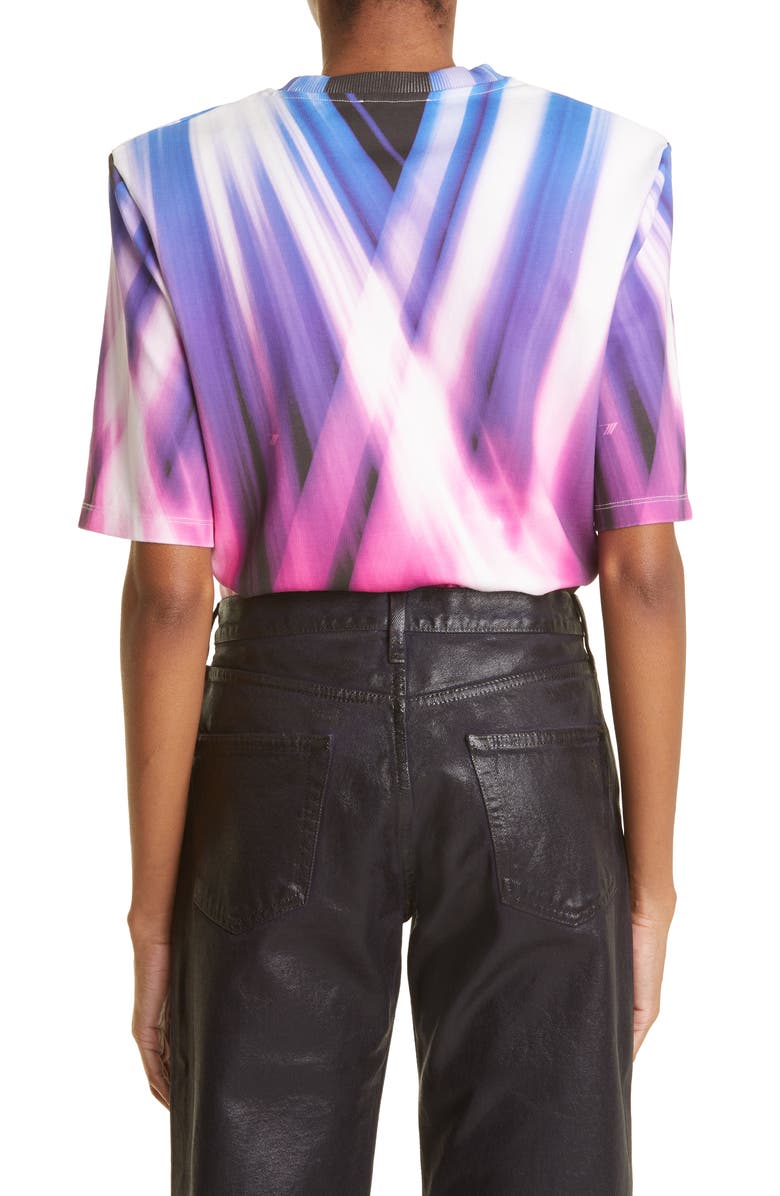 The Attico Bella Abstract Print Padded Cotton Jersey T-Shirt, Alternate, color, 