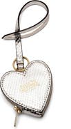 Frances Valentine Heart Snakeskin Embossed Metallic Leather Key Chain Wristlet