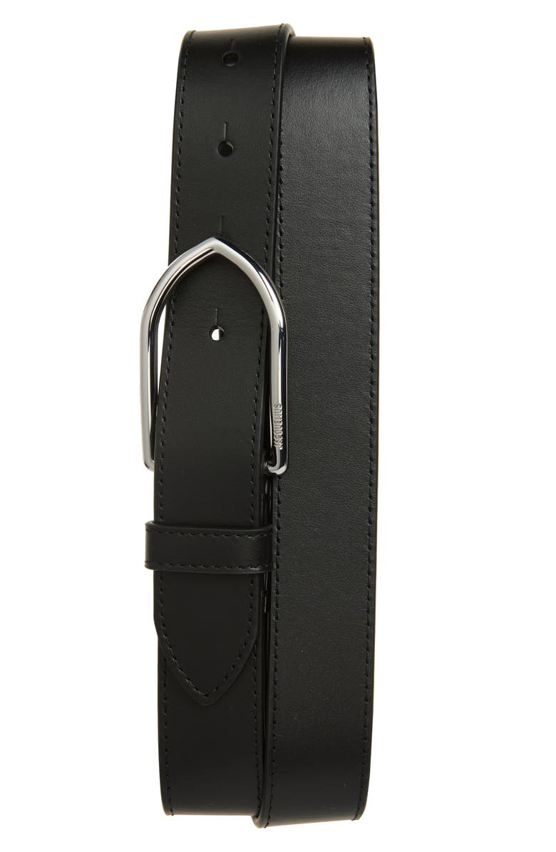 Jacquemus La Ceinture Bambino Leather Belt, Main, color, Black/ Silver 99S