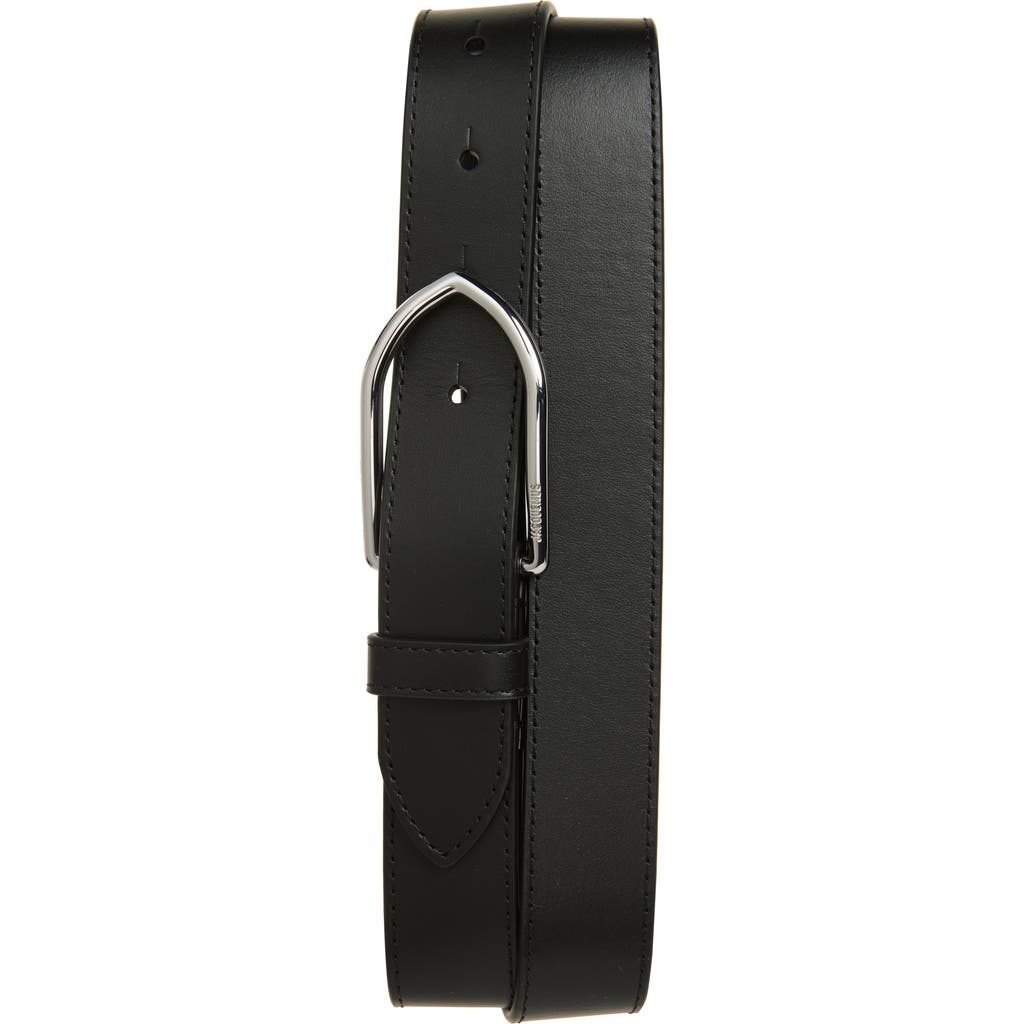 Jacquemus La Ceinture Bambino Leather Belt in Black/Silver 99S  product