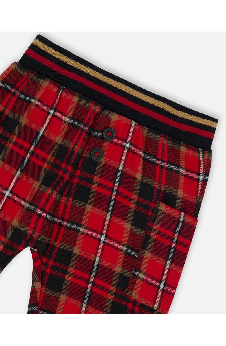Deux par Deux Baby Boy's Fleece Sweatshirt And Pant Set Plaid Black And Red, Alternate, color, 