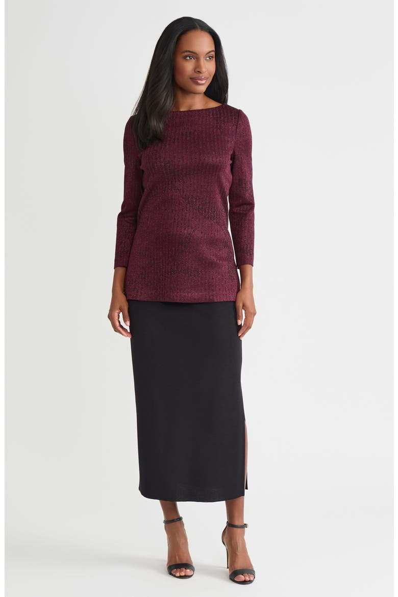 Metallic Tonal Stripe Tunic, Alternate, color, SANGRIA/ BLACK