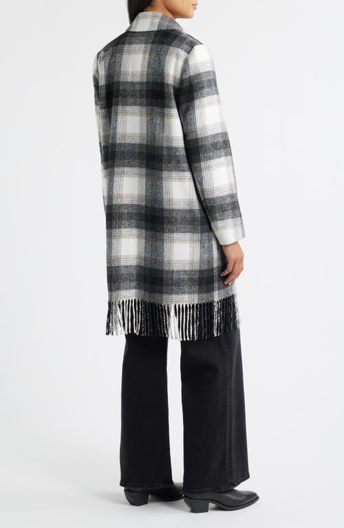 Hatley Plaid Fringe Jacket In Gray