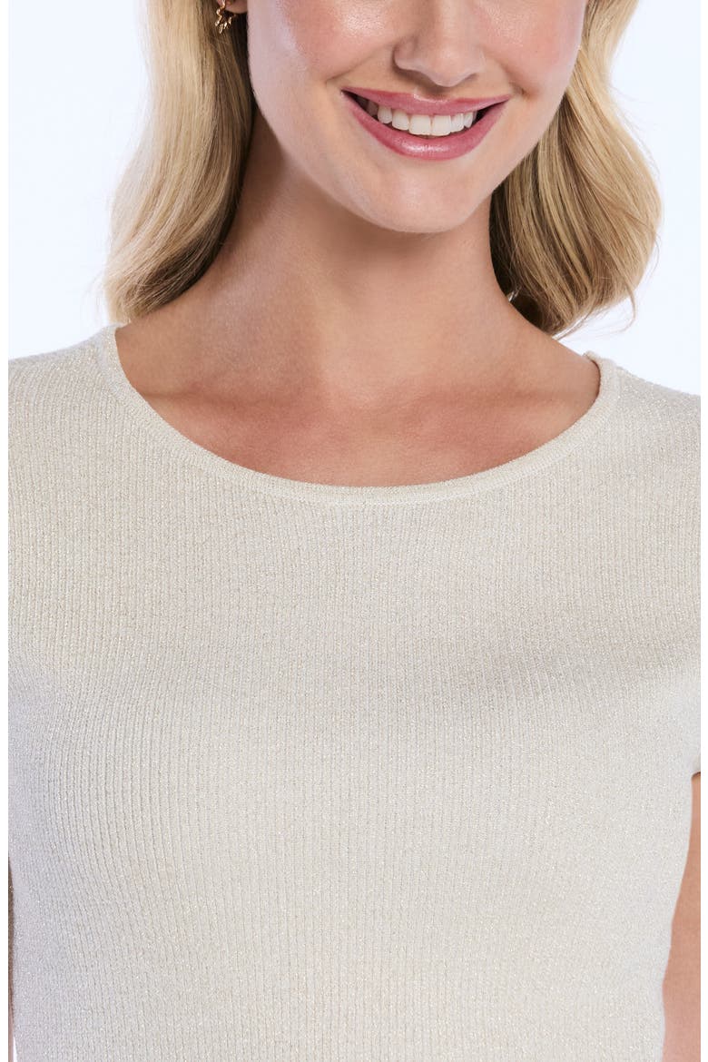 Metallic Cap Sleeve Sweater, Alternate, color, STAR WHITE