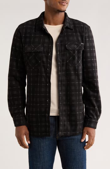 Union Cascade Buffalo Plaid Microfleece Button-up Shirt In Brown