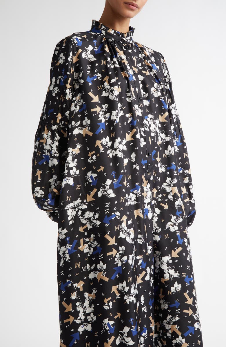 Max Mara Accenni Long Sleeve Silk Dress, Alternate, color, 