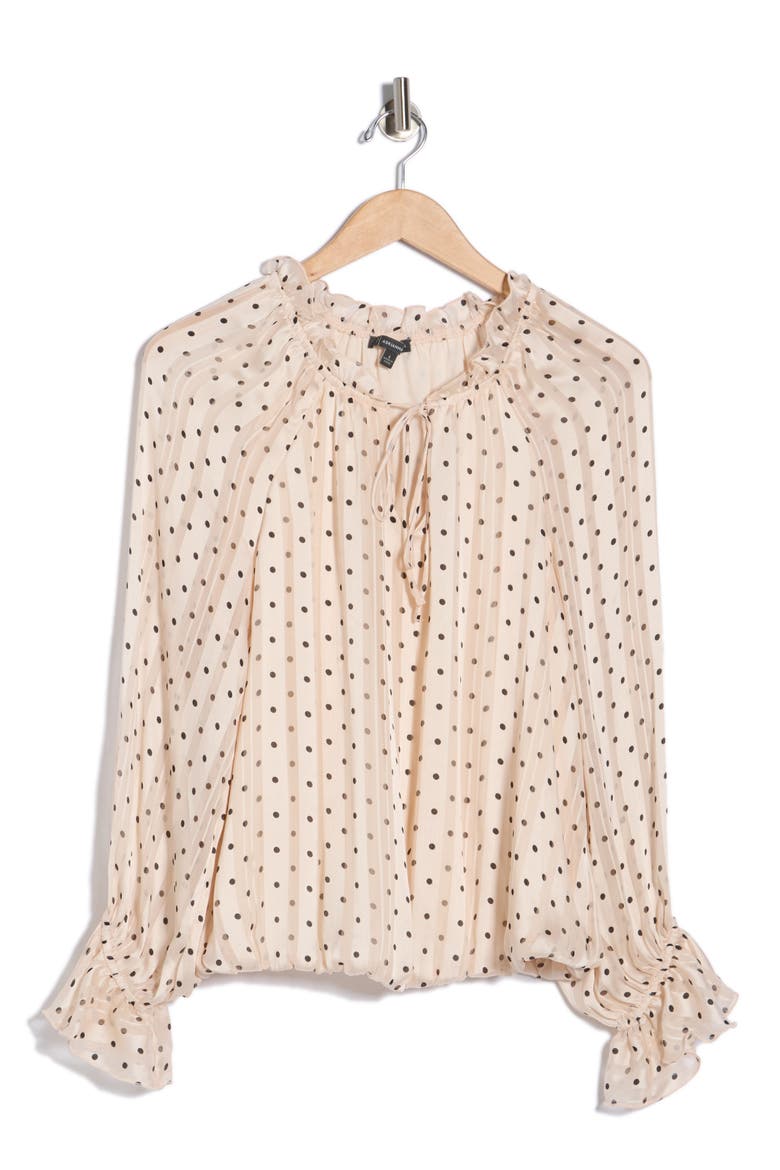 Print Woven Top, Alternate, color, BLUSH/ BLACK DOT
